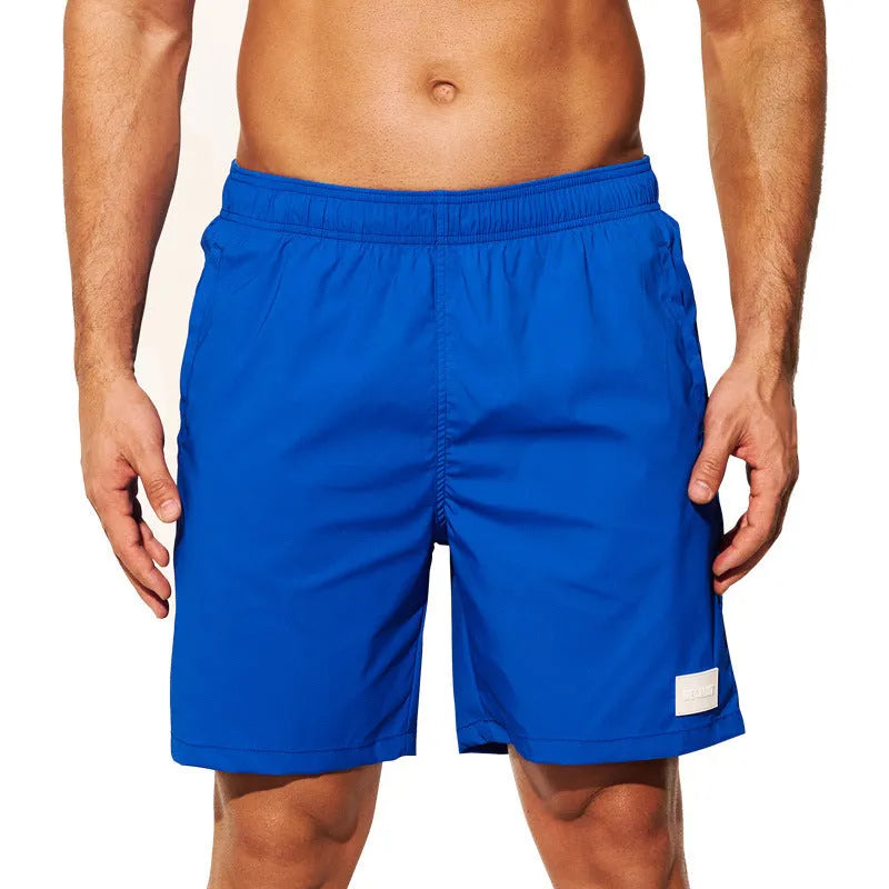 Men's quick-drying nylon sports casual shorts in solid colours with straight leg opening