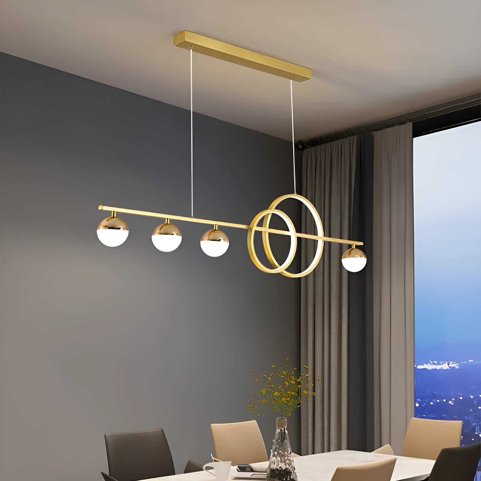 Modern rectangular aluminium ceiling light in black finish with remote control on a white ceiling.