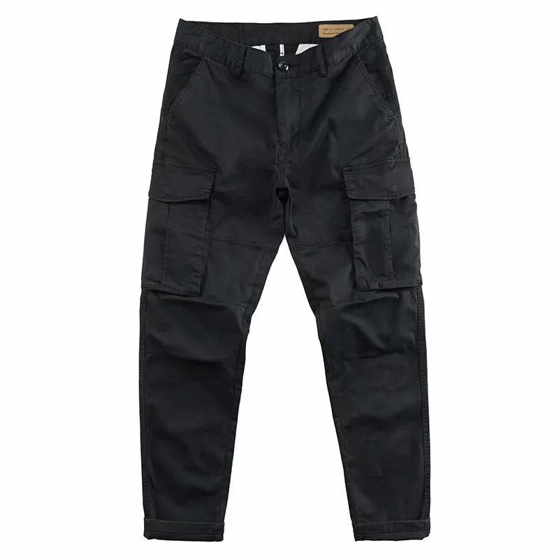 Men's solid colour cotton labour protection trousers with multiple pockets, shown in khaki.
