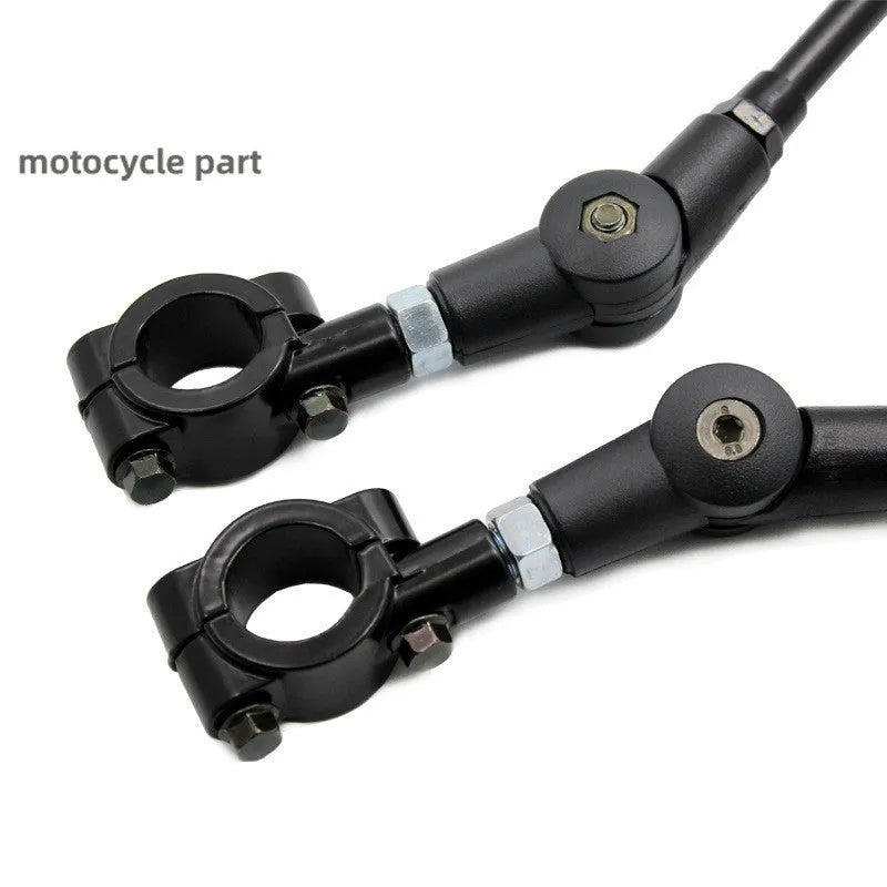 Black folding round rearview mirror with iron rod and plastic shell for motorcycles