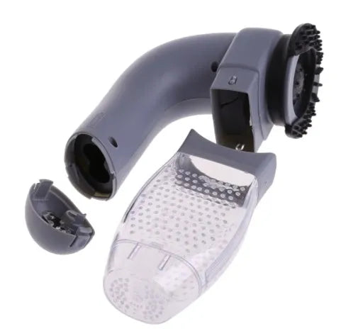 Grey portable pet hair remover vacuum cleaner with soft rubber head for grooming dogs and cats