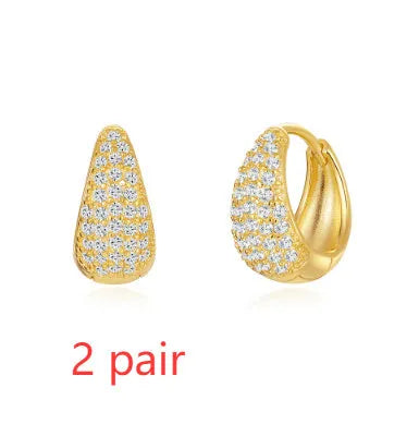 Brass diamond earclip earrings in geometric round design with golden tone colour options