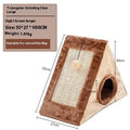 Grey and white triangular cat bed with sisal scratching surfaces, shown next to a light brown and beige version.