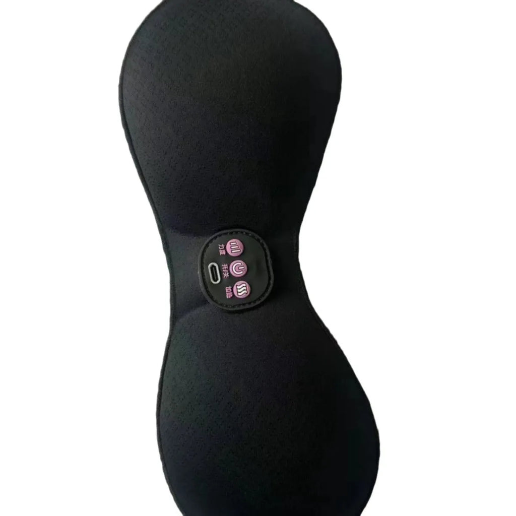 Black electric massage chest paste with 3-key English control interface and adhesive stickers