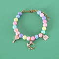 Colourful macaron-themed pet collar and bracelet set for cats, dogs, rabbits in resin with moon, meteor designs