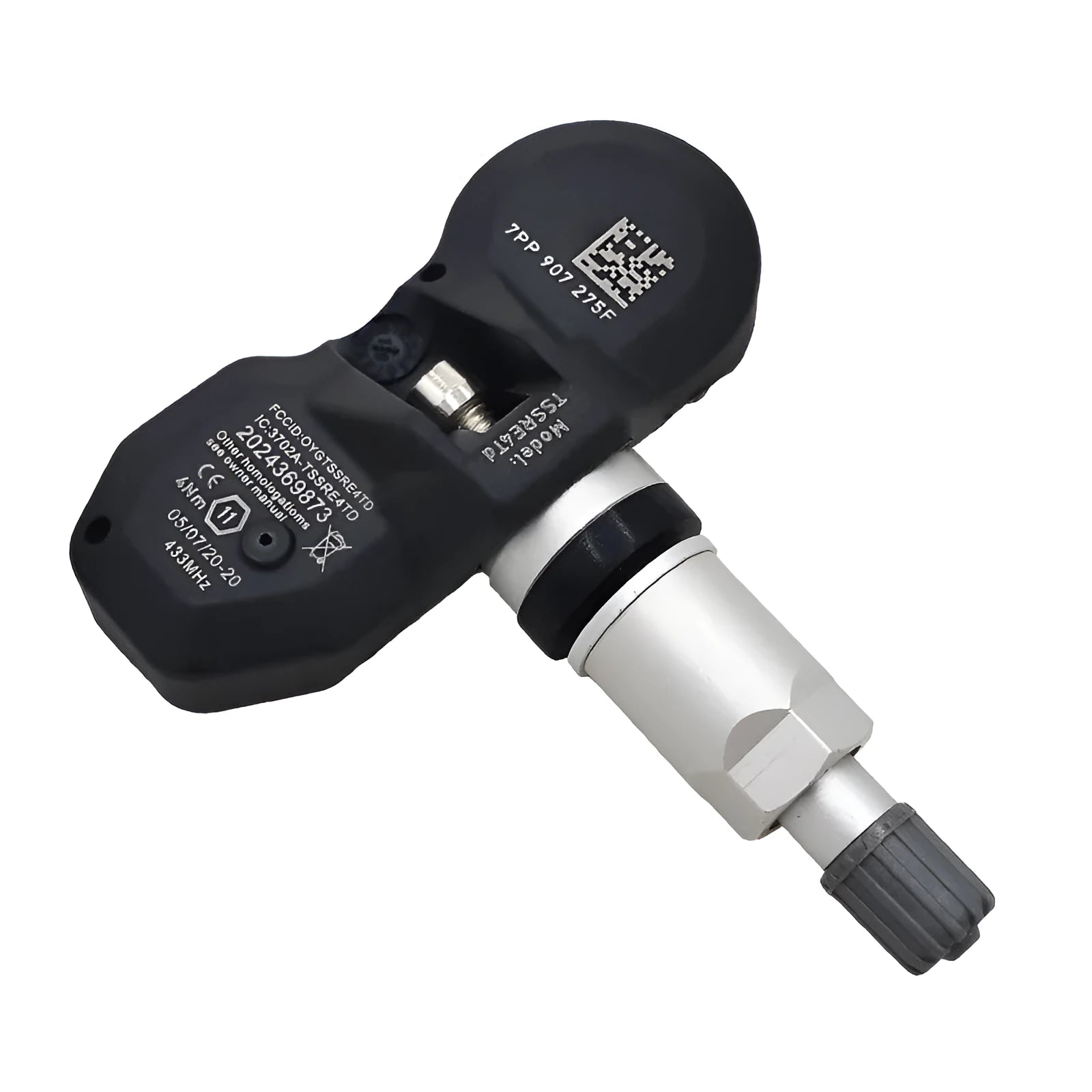 Black car tyre pressure monitoring sensor unit for Audi vehicles.