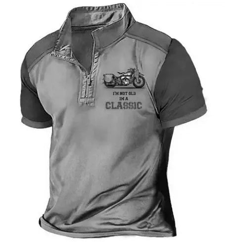 Golf polo shirt with 3D printed design on polyester bird eye fabric in loose fit pullover style