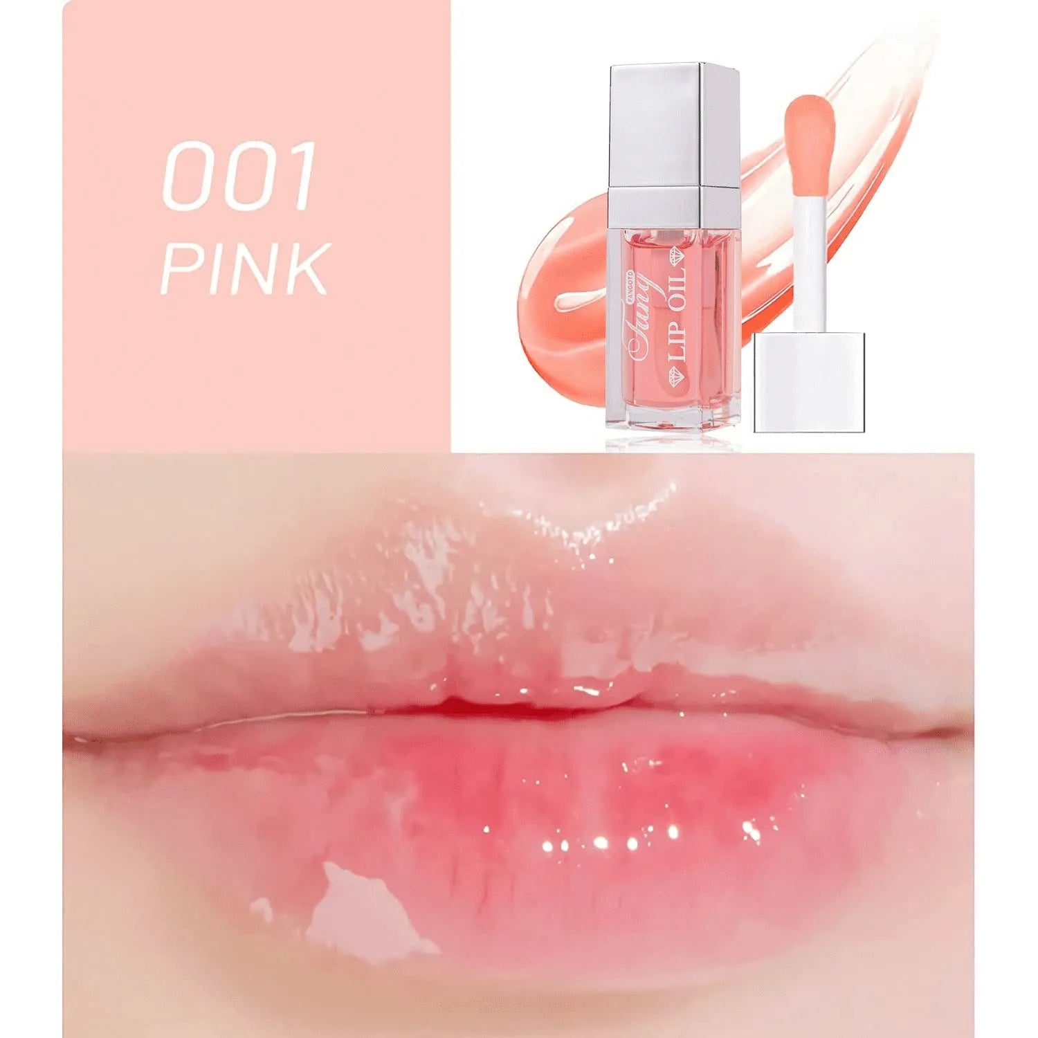 Bright mint lip gloss tube with five colour options showing moisturising and repairing lipstick