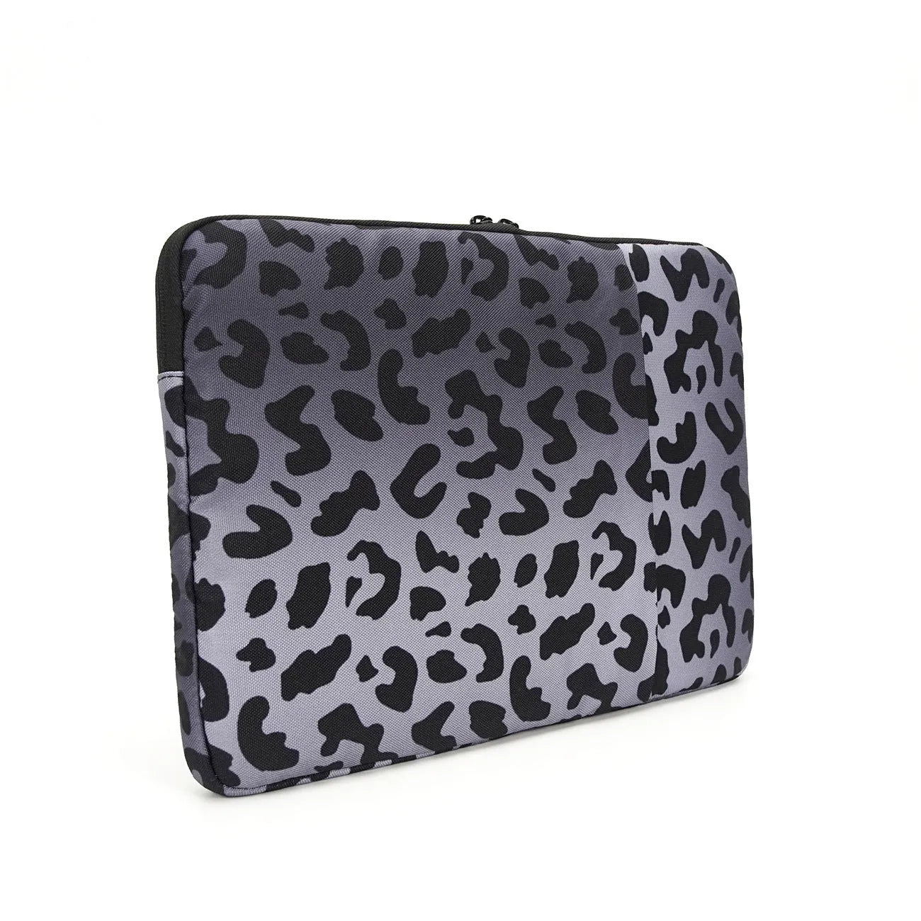 Leopard print laptop sleeve with flannel lining for 13-inch to 16-inch devices