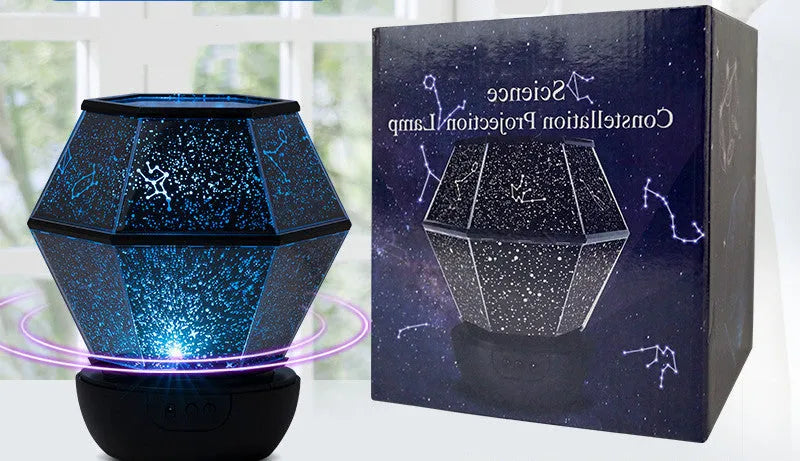 Children's rotating star projector night light with LED starlight effects in three colour patterns