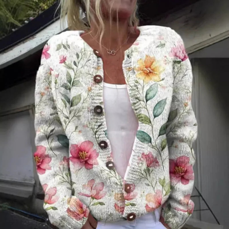 Women's 3D digital printed polyester hoodie jacket regular fit with hood front view
