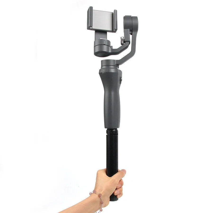 Black aluminium mobile phone tripod with handheld stabilizer grip for smartphone photography