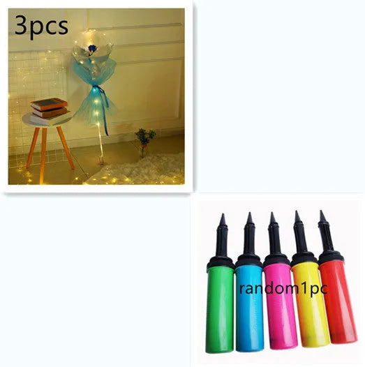 Transparent LED luminous DIY balloon rose bouquet with integrated lights for decoration.