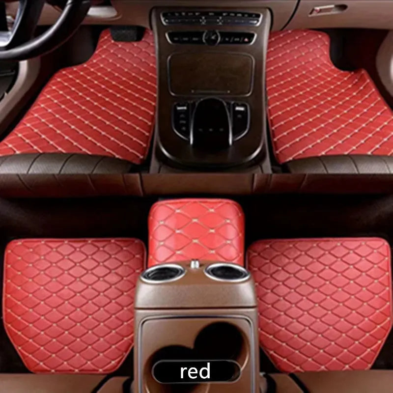 Simple Home leather car mat set five-piece foot pads general fit beige black coffee color wine red