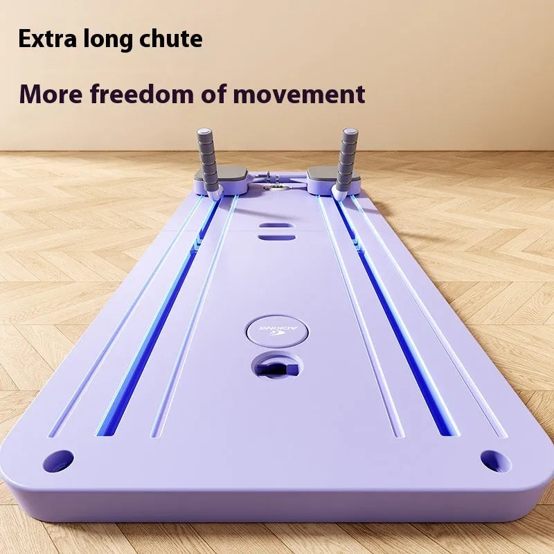 Standard purple PP multi-functional fitness board with automatic rebound abdominal wheel for home exercise