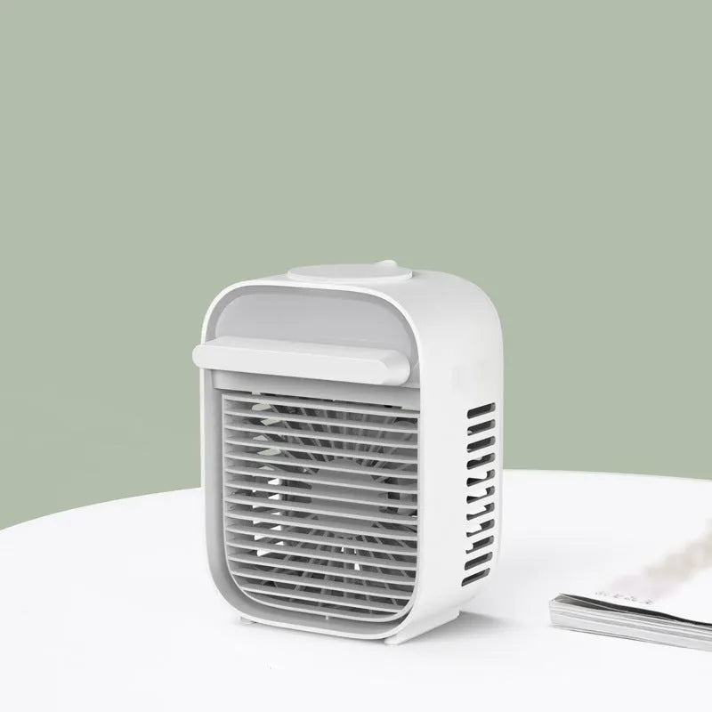 USB spray air cooler desktop fan in white with 200ml water tank bladeless design