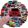 50 modified racing car graffiti stickers with strawberry cow pattern for luggage and laptop decoration