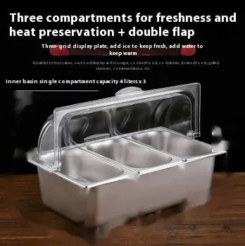 Stainless steel commercial dining plate display box with lid in multiple grid configurations