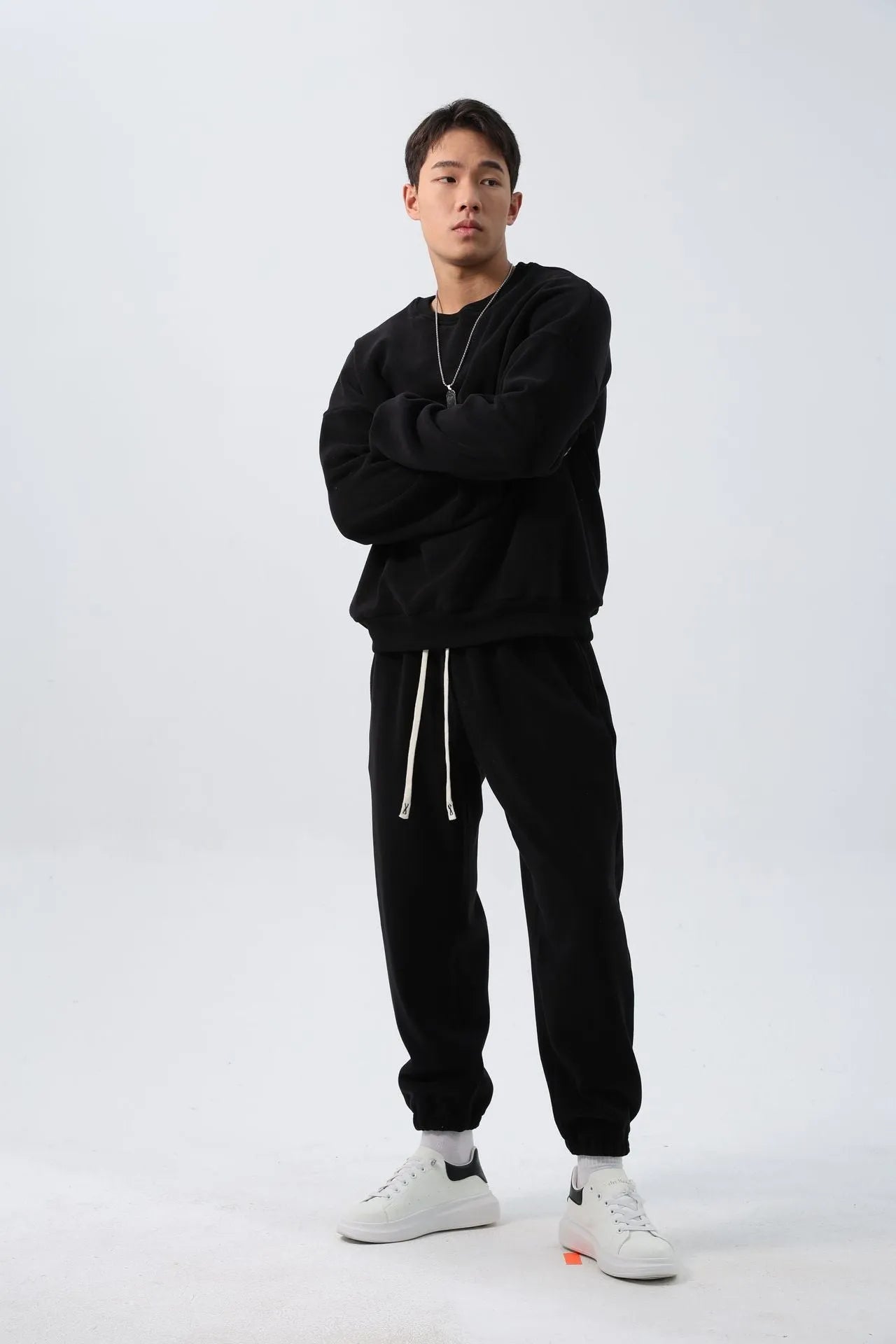 Men's polar fleece winter sports suit in five colour options showing crew neck top and matching trousers