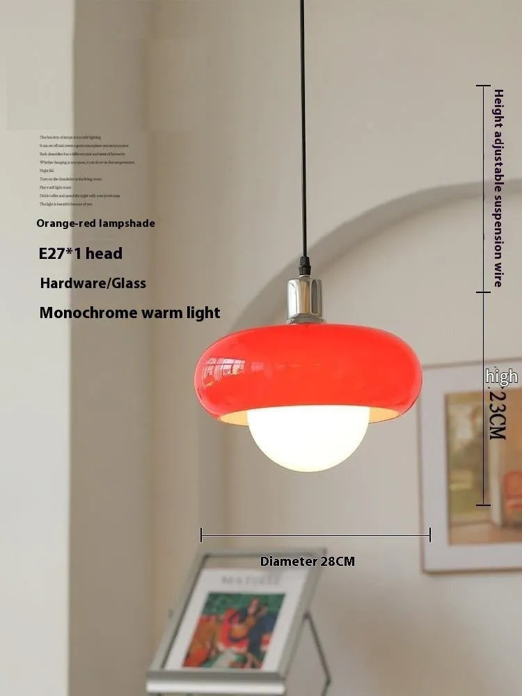 Bauhaus three-headed glass egg tart pendant light in retro style, shown in milk white.