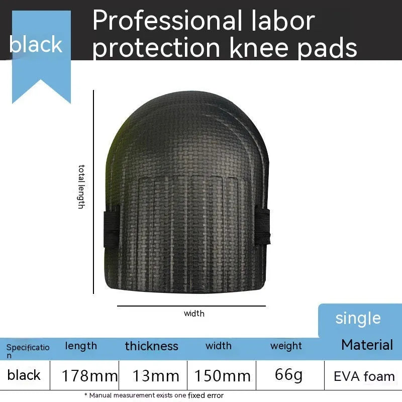 A pair of thick EVA foam kneepads in blue, shown on a hard floor surface.