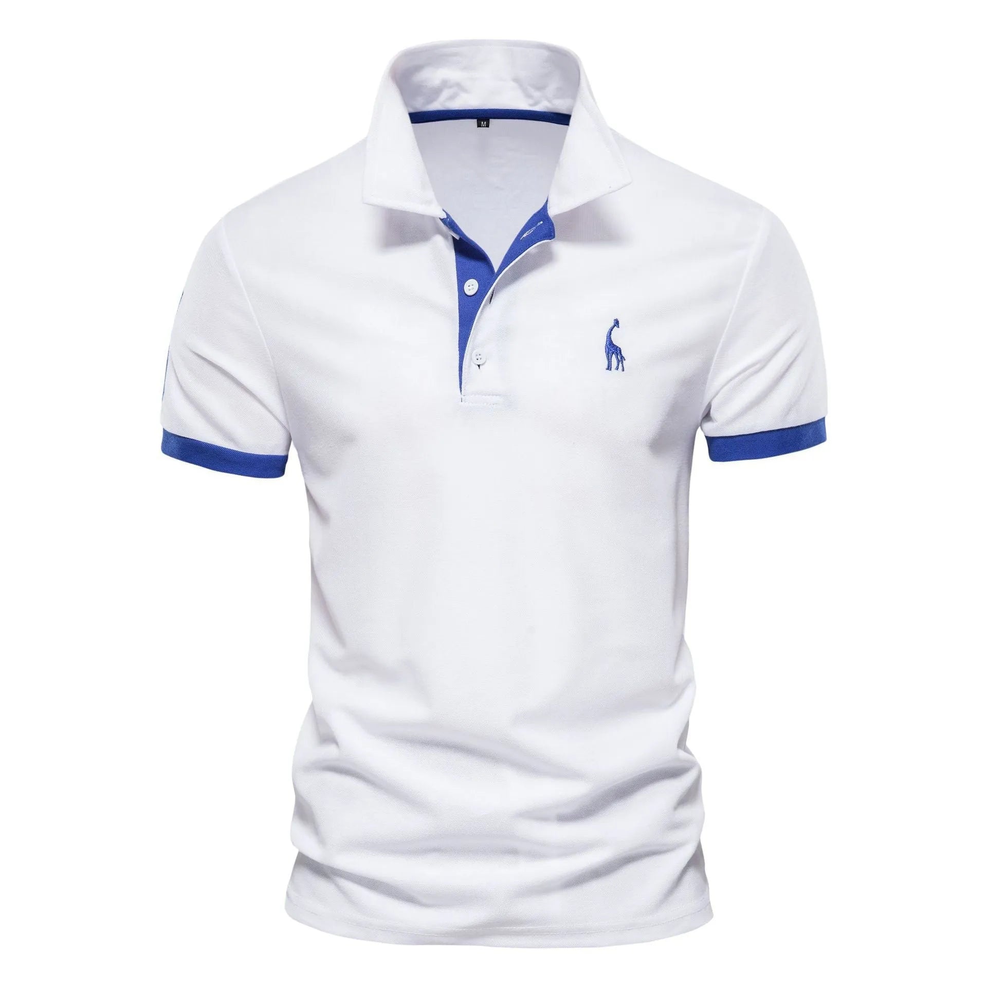 Men's deer embroidered slim fit T-shirt in cotton blend fabric, short sleeve casual top