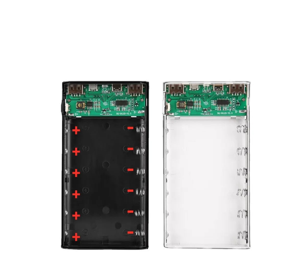 Digital display power bank DIY kit components with plastic shell and circuit board