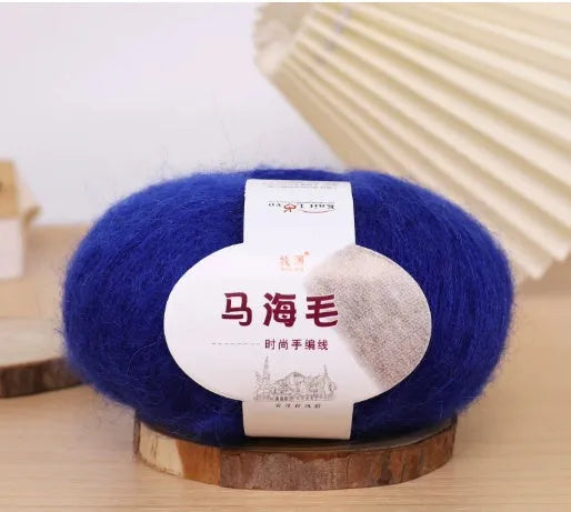 Mohair wool ball for DIY scarf knitting kit with Inverness thread in multiple colour options