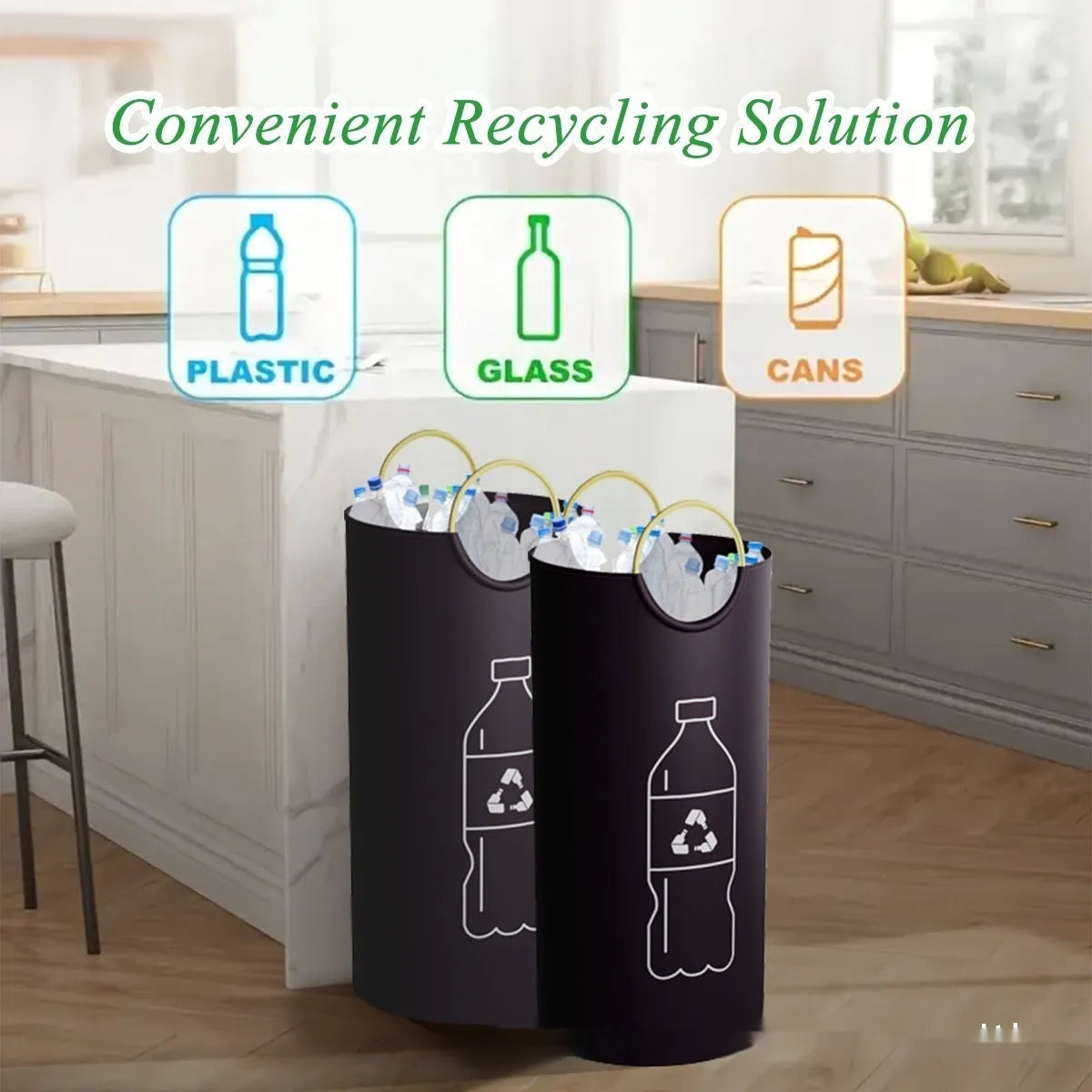 38x72cm round portable plastic trash can with handle in plain and patterned colour options