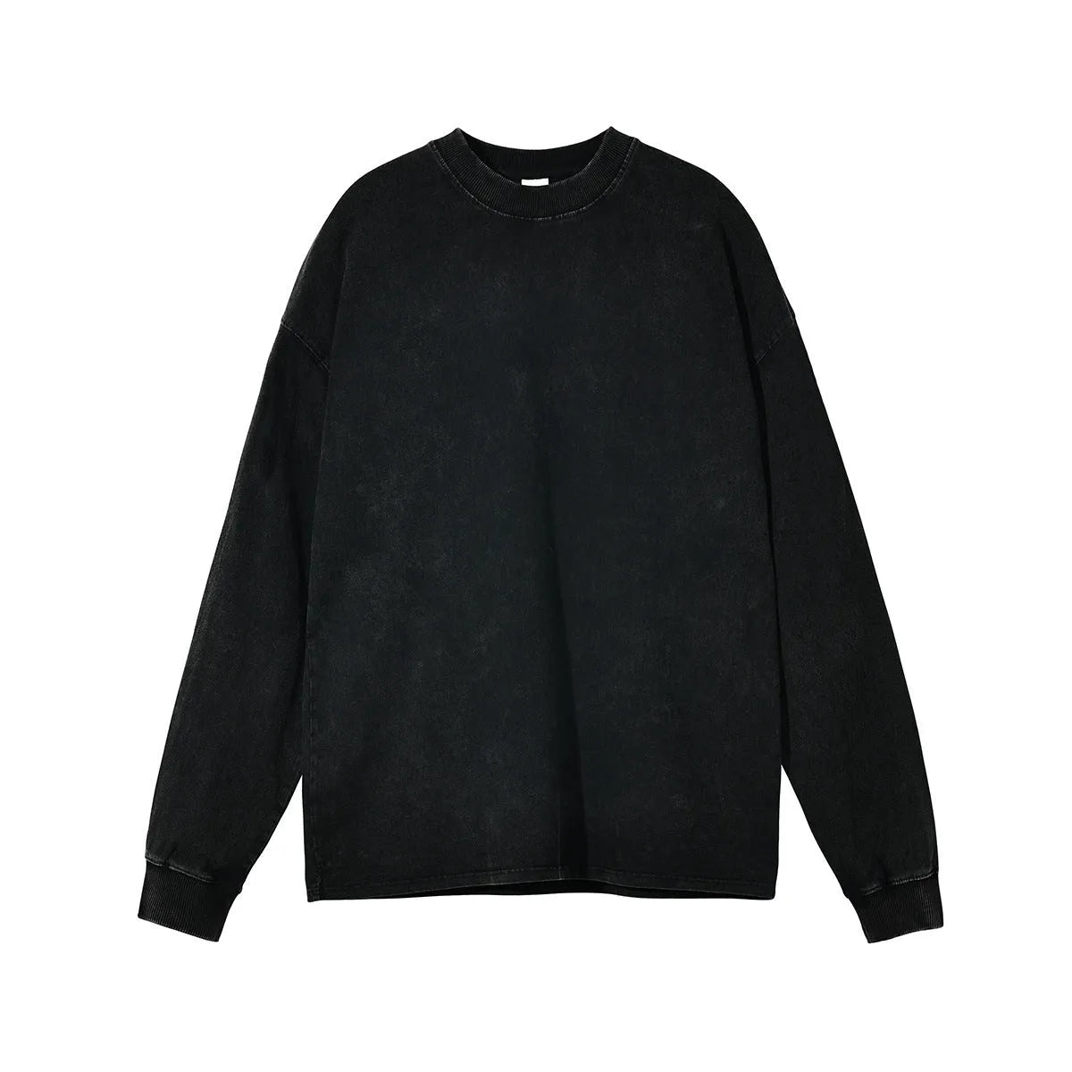 Men's vintage washed cotton pullover in batik print colours with long sleeves and loose fit