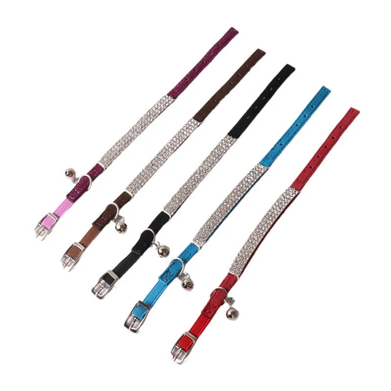Flocking elastic buckle cat collar with gang drill pattern in multiple colour options
