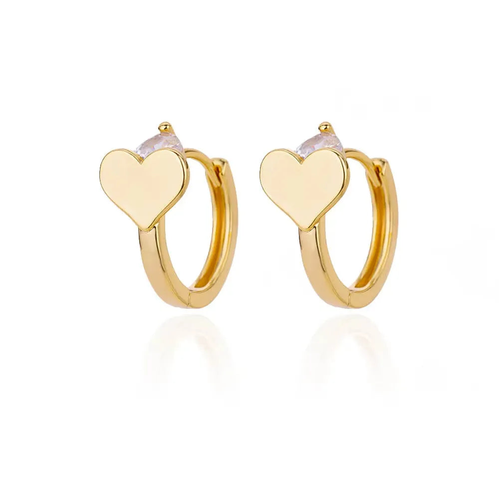 Heart-shaped stainless steel stud earrings with titanium plating in colour E3127G-5