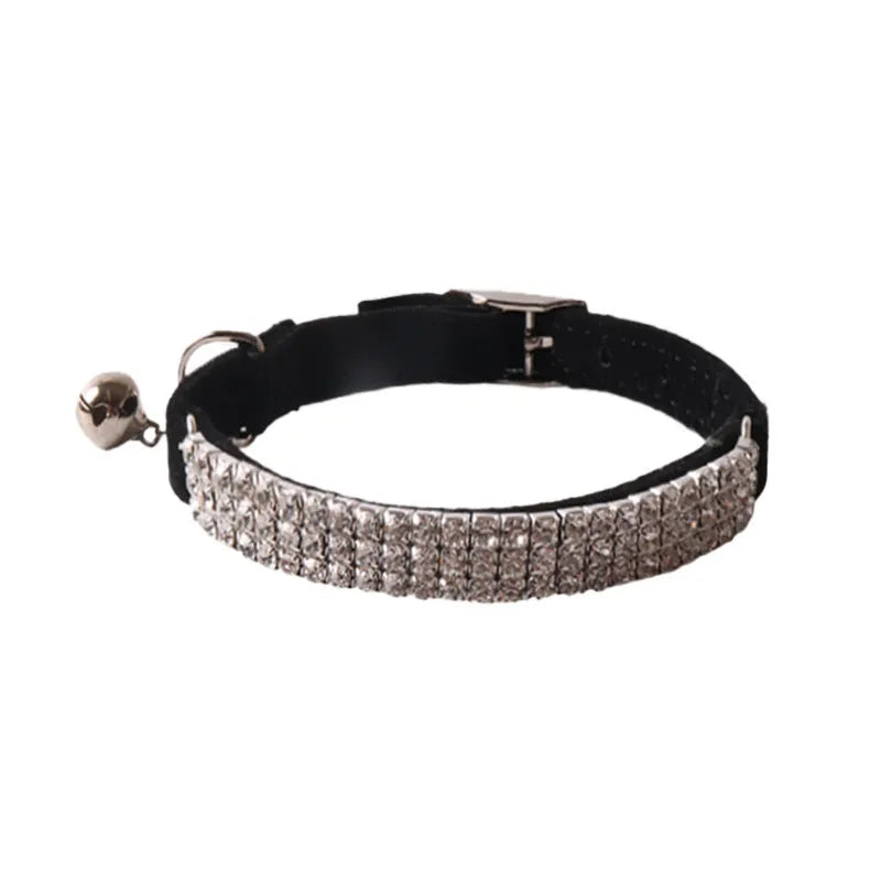 Flocking elastic buckle cat collar with gang drill pattern in multiple colour options