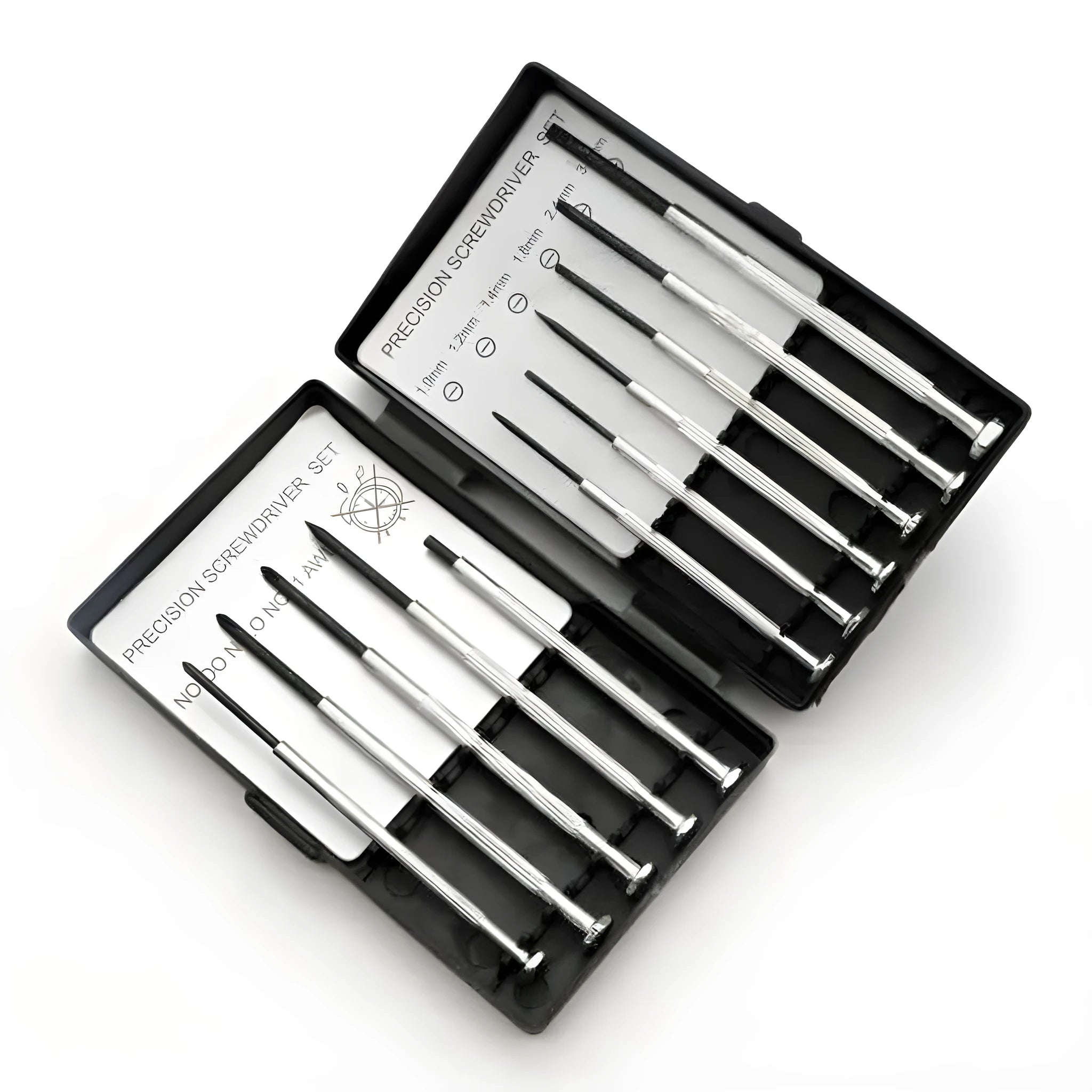 11-piece clock repair screwdriver set with cross and flat blade drivers for electronics maintenance