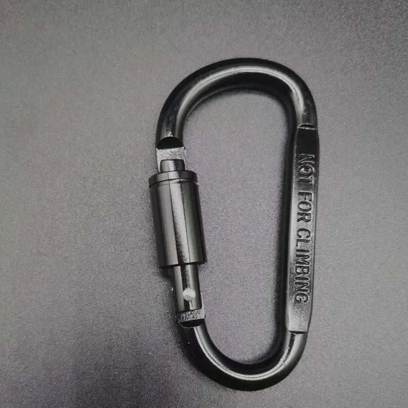 Aluminium D-type locking carabiner with 8cm flat profile in bright colour options