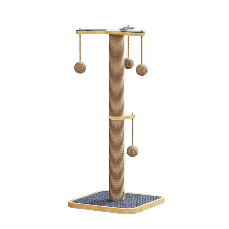 Scratch-resistant chip hanging ball cat climbing frame with pine wood and carpet leather construction