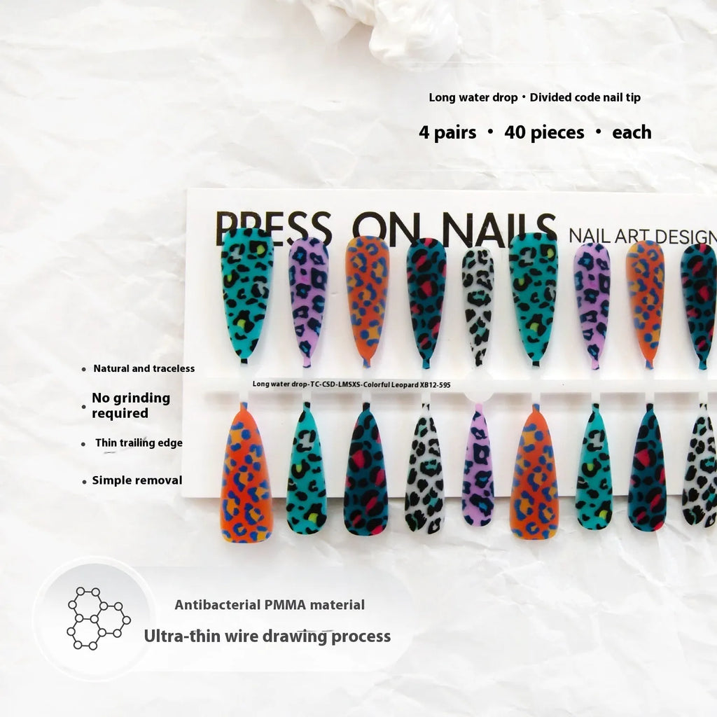 Creative Ripple French Leopard Print Armor nail stickers in colourful leopard pattern with ultra-thin seamless finish