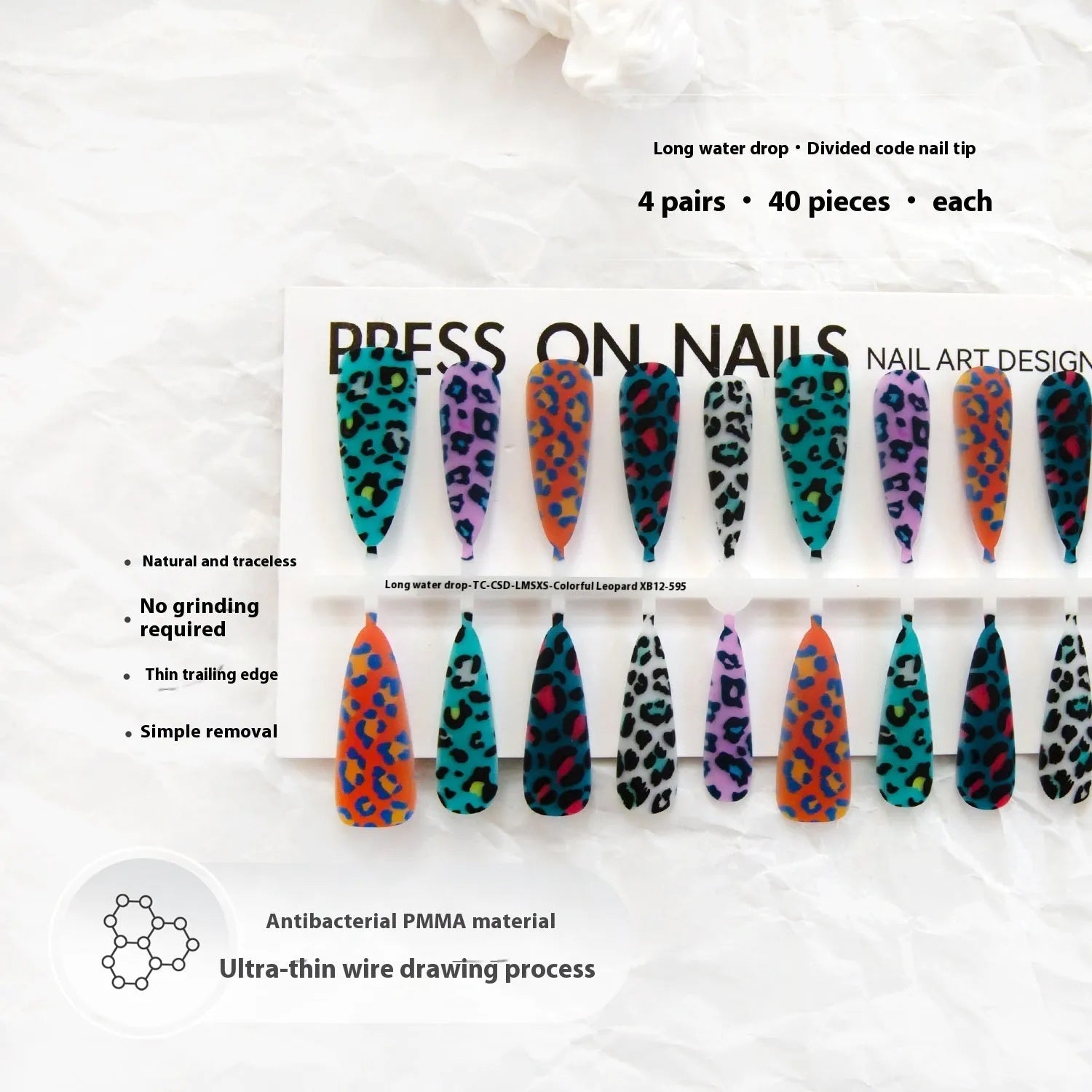 Creative Ripple French Leopard Print Armor nail stickers in colourful leopard pattern with ultra-thin seamless finish