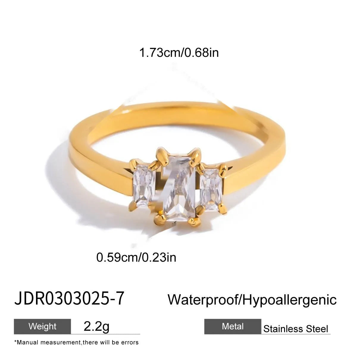 Silver tone geometric zircon ring with European-American styling on stainless steel background