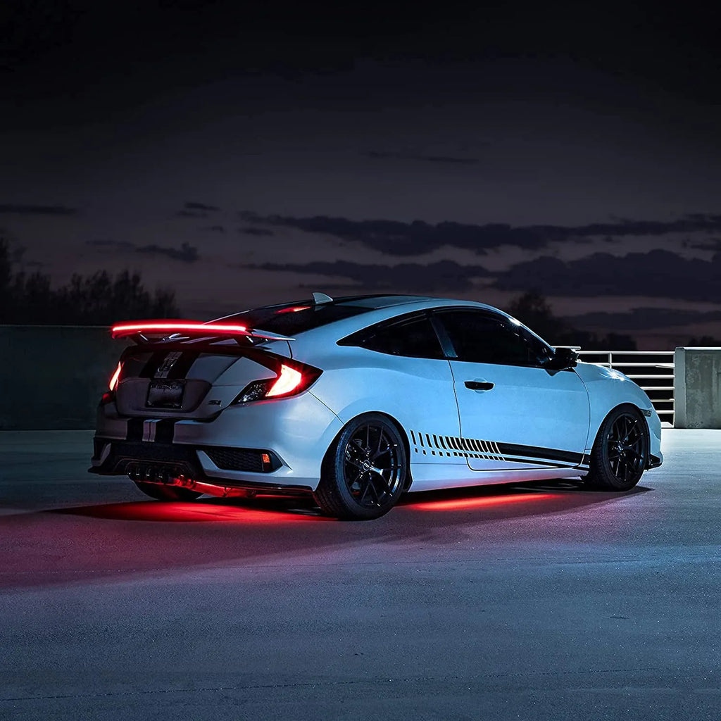 Car trunk exterior roof wing tail brake light LED ABS 130x35x19mm black carbon fibre