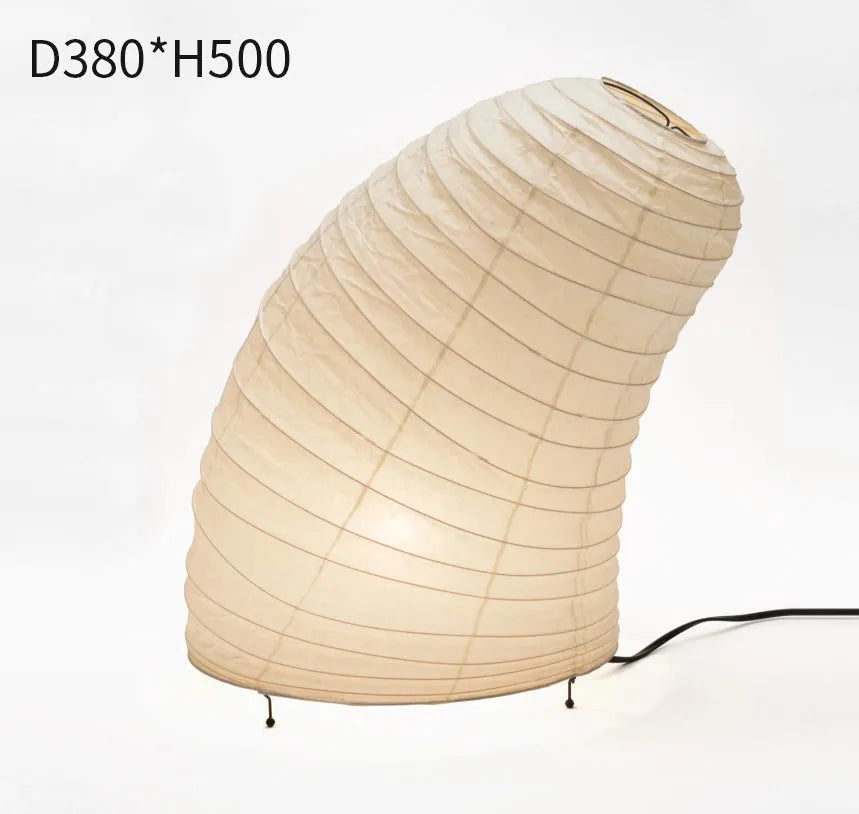 Japanese style rice paper table lamp with handmade shade and aluminium base