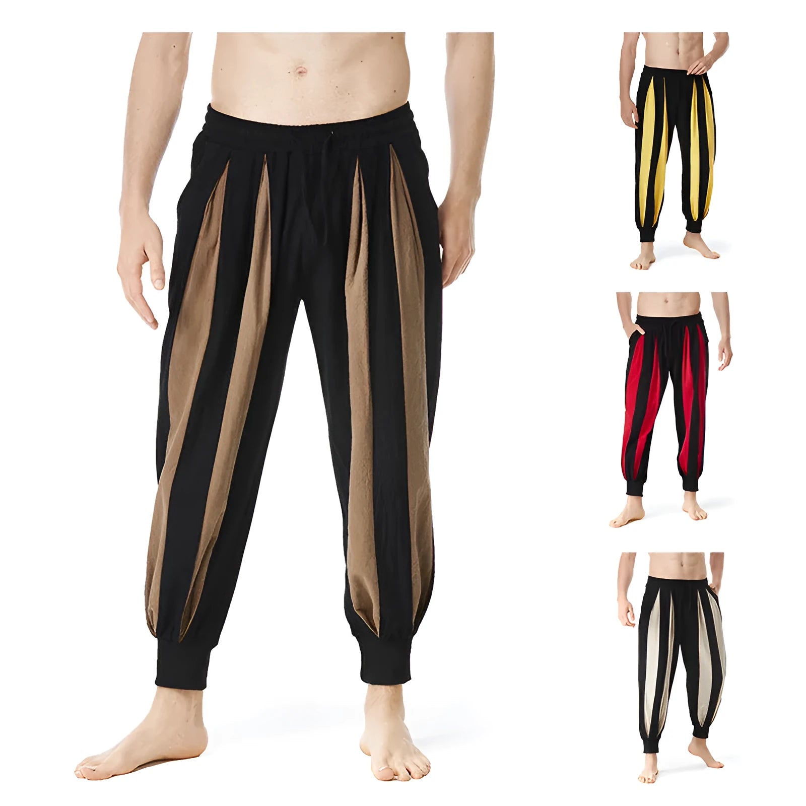 Men's straight-cut casual trousers in four colours with Asian sizing from S to 3XL