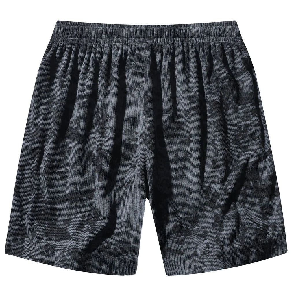Men's camouflage corduroy athletic shorts with straight leg design and high waist