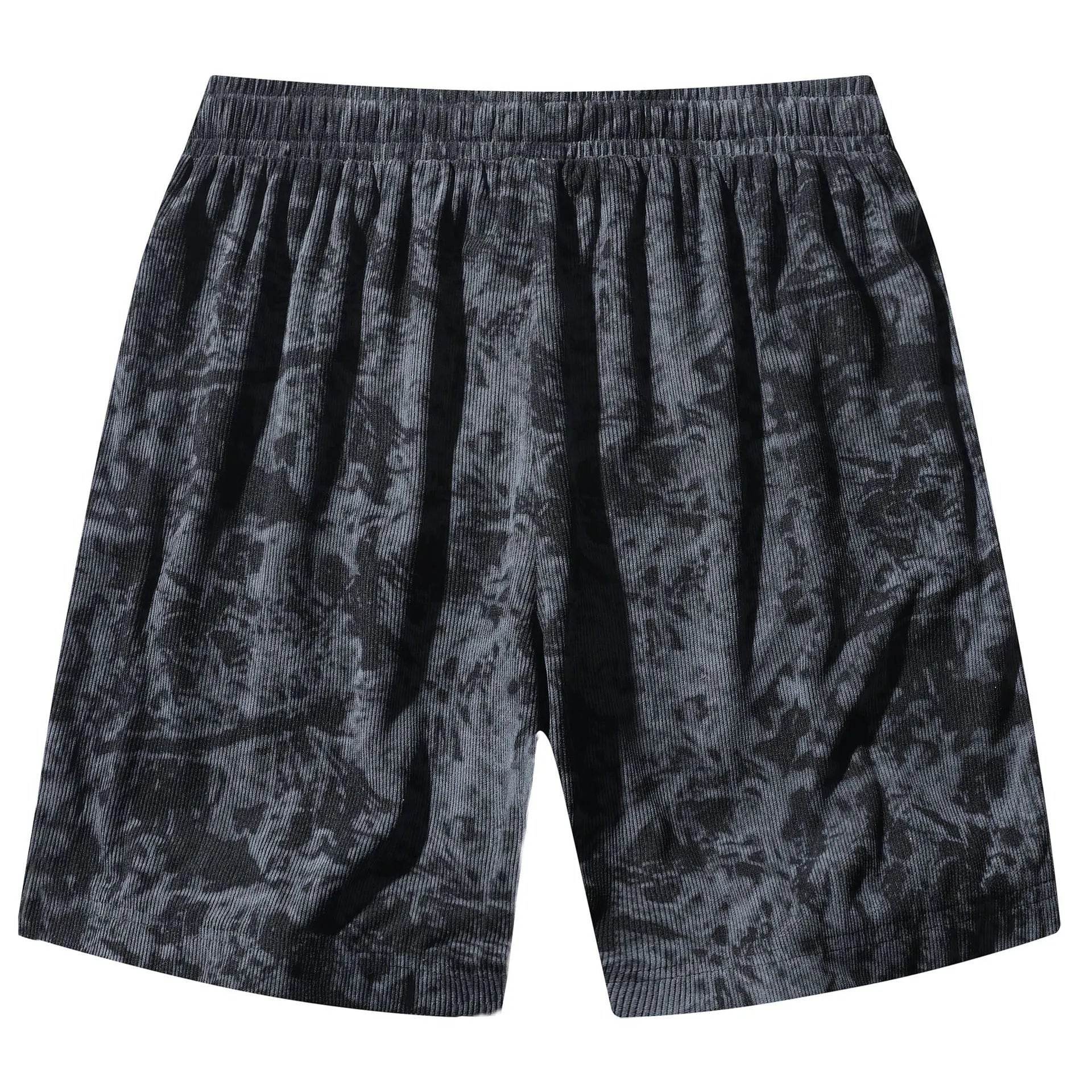 Men's camouflage corduroy athletic shorts with straight leg design and high waist