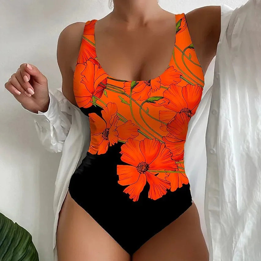Women's 3D printed one-piece swimsuit in Lycra fabric available in multiple sizes and colours