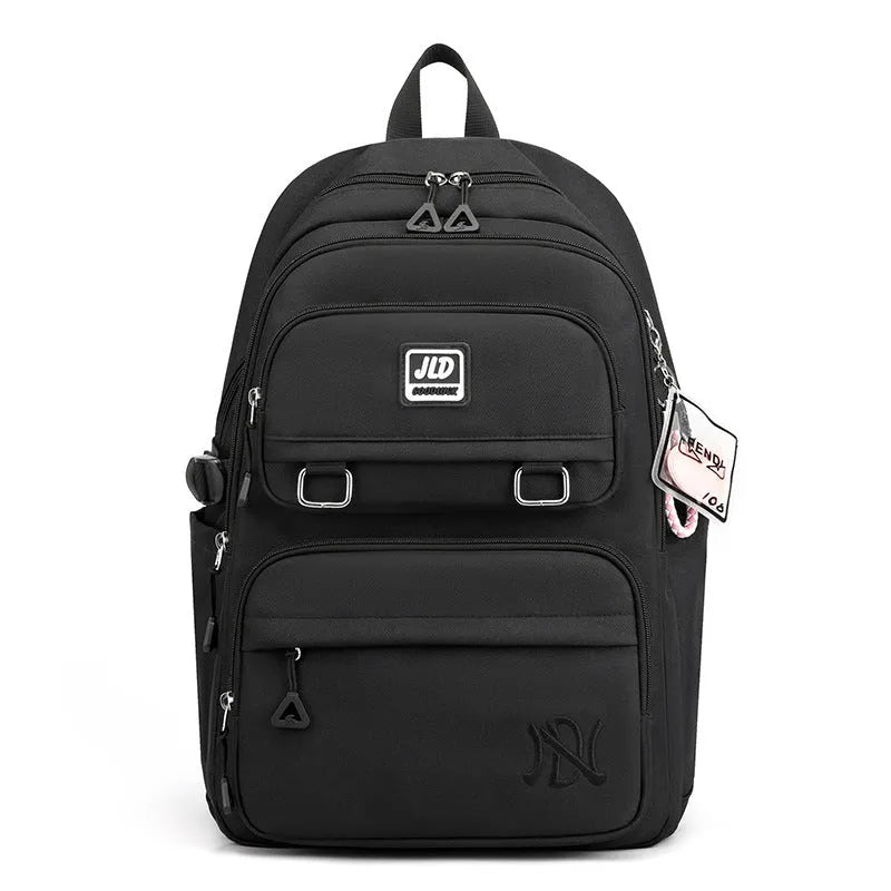 Girls' large capacity nylon school backpack with physiological curve backplane in multiple colour options