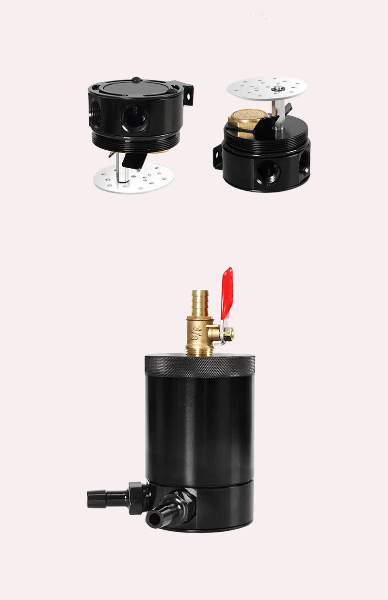 Black aluminium automotive oil can with two-hole breathable design and oil-free valve