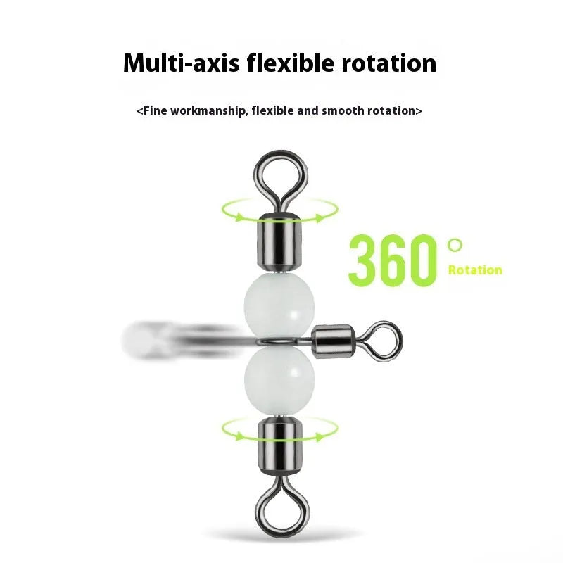 Copper luminous three-fork fishing swivel accessories in bulk pack of 10 for T-type balance fork systems