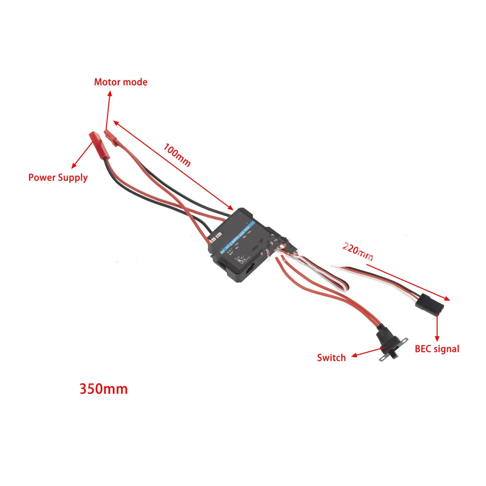 Small 40A brushed electronic speed controller for RC cars and trucks with climbing mode.