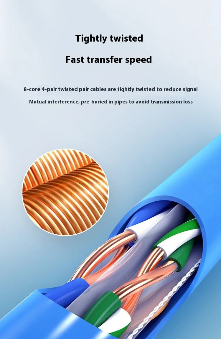 CAT6 oxygen-free copper network cable in blue or grey colour, 305 metres long for gigabit and 10GB Ethernet connections